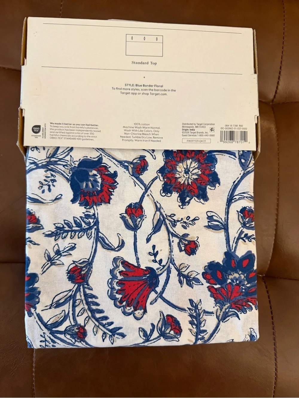 Set of 2 - Threshold Cotton Shower Curtains 72x72 Blue Floral & Quilt Prints NWT